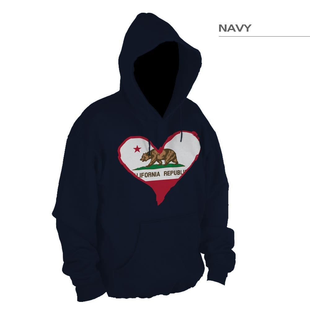 California Flag Heart Hoodie Sweatshirt