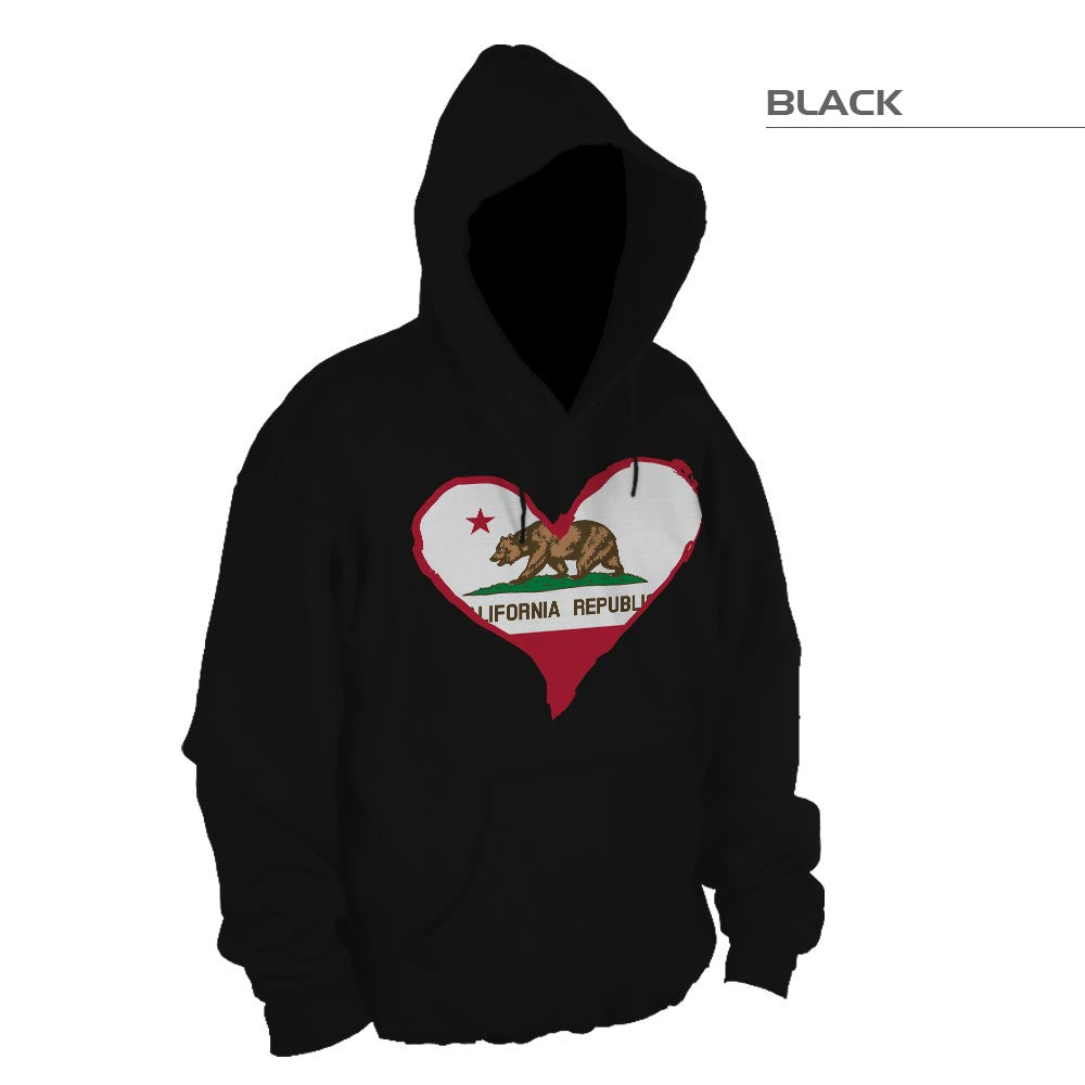 California Flag Heart Hoodie Sweatshirt