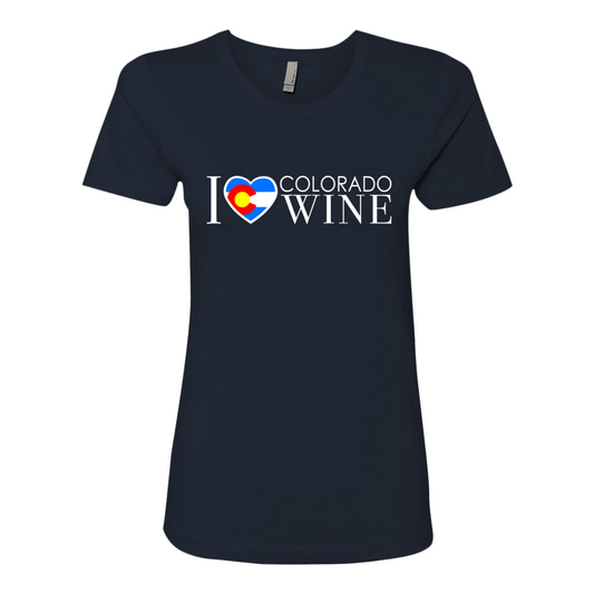 I Love Colorado Wine Shirt — Navy Blue