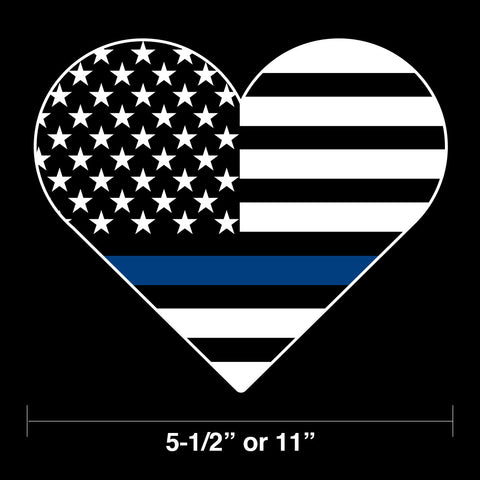 Heart Shaped Blue Line Flag Decal