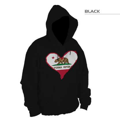 California Flag Heart Hoodie Sweatshirt