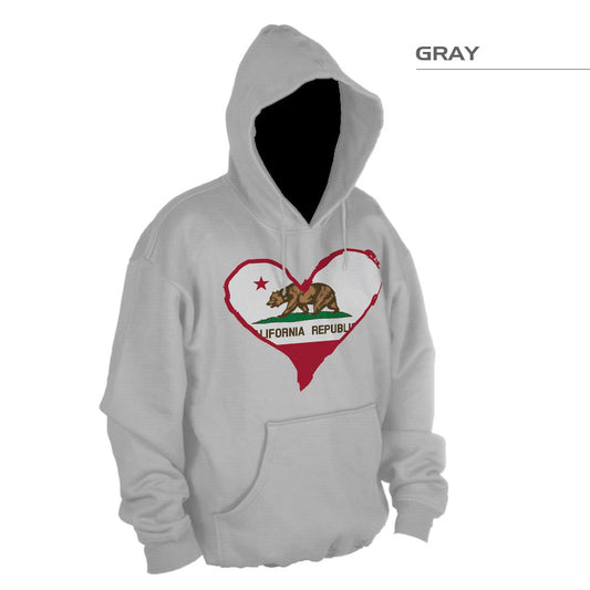 California Flag Heart Hoodie Sweatshirt