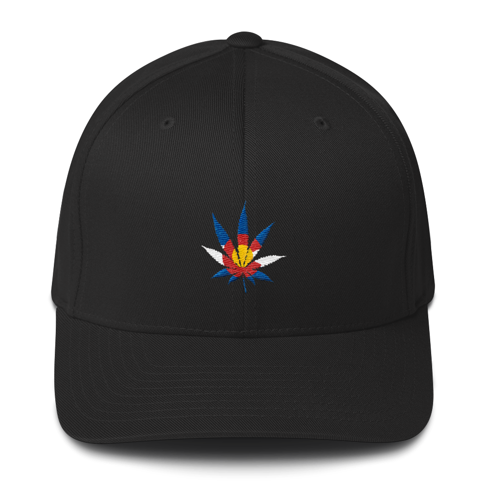 Colorado Flag Marijuana Leaf Hat Black