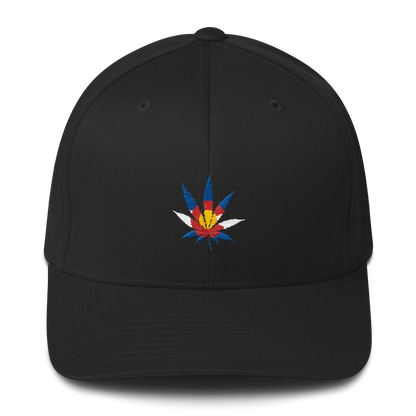 Colorado Flag Marijuana Leaf Hat Black