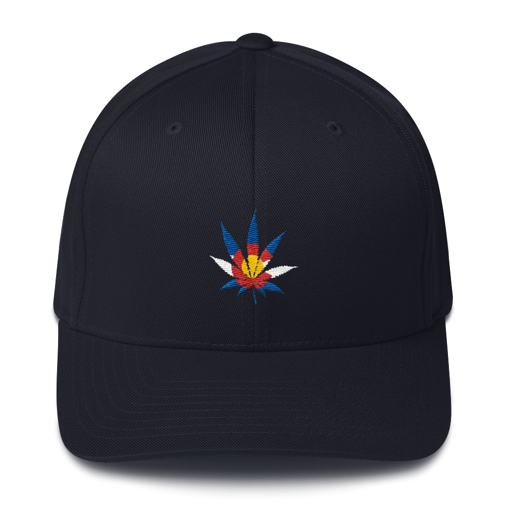 Colorado Flag Marijuana Leaf Hat Dark Navy