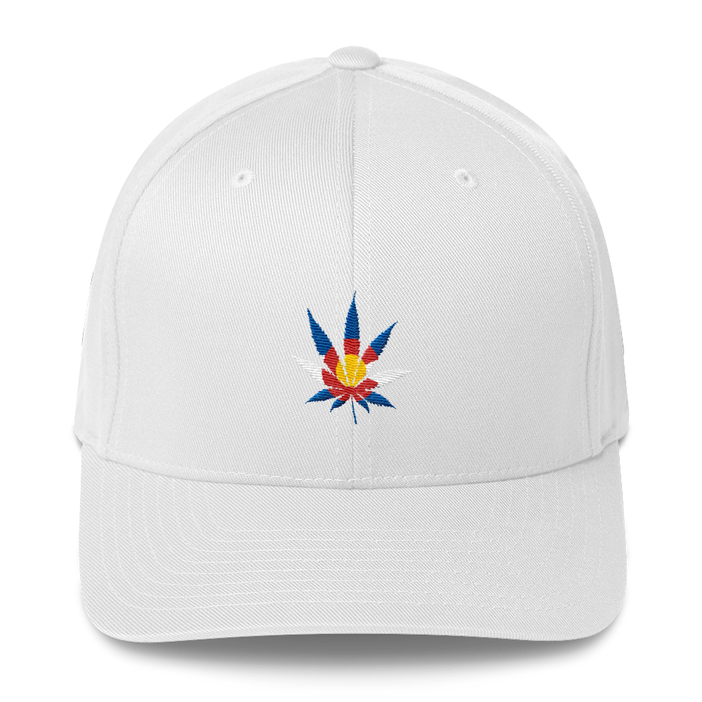 Colorado Flag Marijuana Leaf Hat White