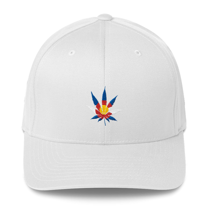 Colorado Flag Marijuana Leaf Hat White