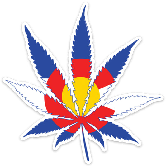 5" Colorado Flag Marijuana Leaf Decal
