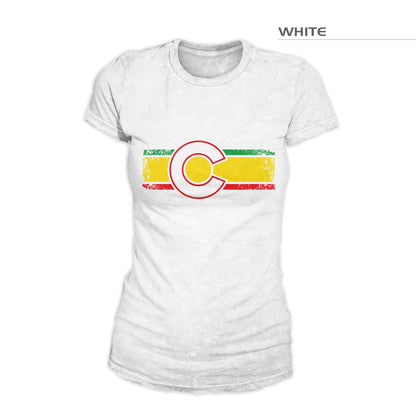 Women's Colorado Flag Reggae Shirt – White
