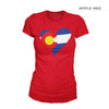 Colorado Flag Heart Shirt Apple Red