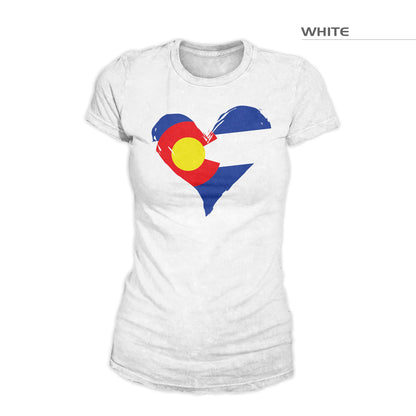 Colorado Flag Heart Shirt White