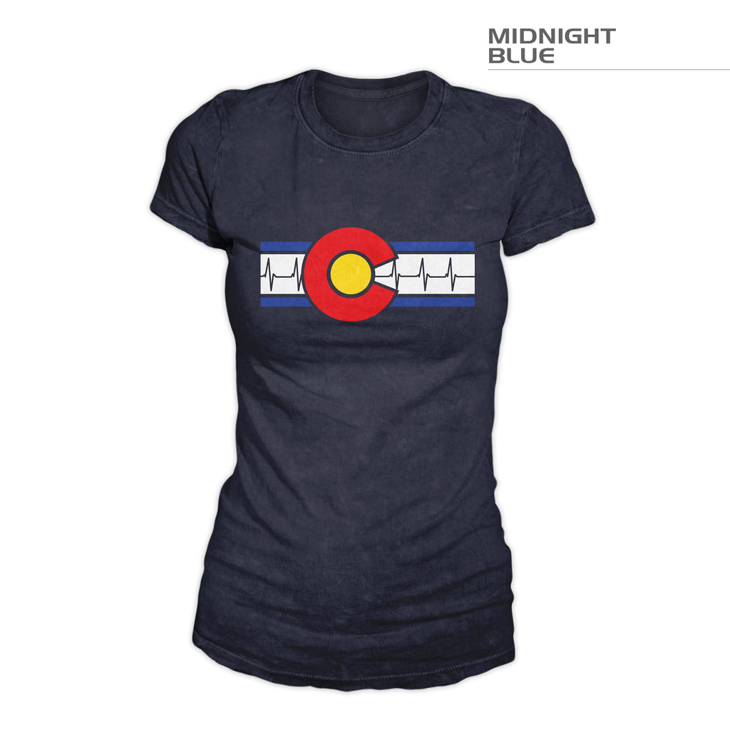 Women's Colorado Flag Shirt – Heartbeat – Midnight Blue