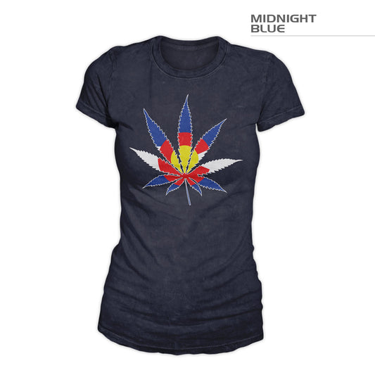 Women's Colorado Flag Weed Shirt – Midnight Blue