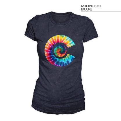 Women's Colorado Flag Tie Dye Shirt – Midnight Blue